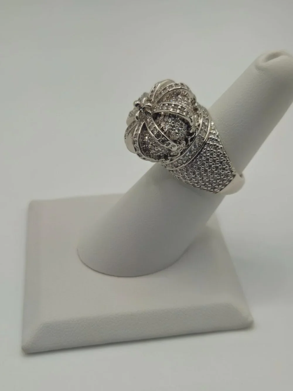 Moissanite 3D Crown Statement Ring S925 Size 6 Heavy 15.7g